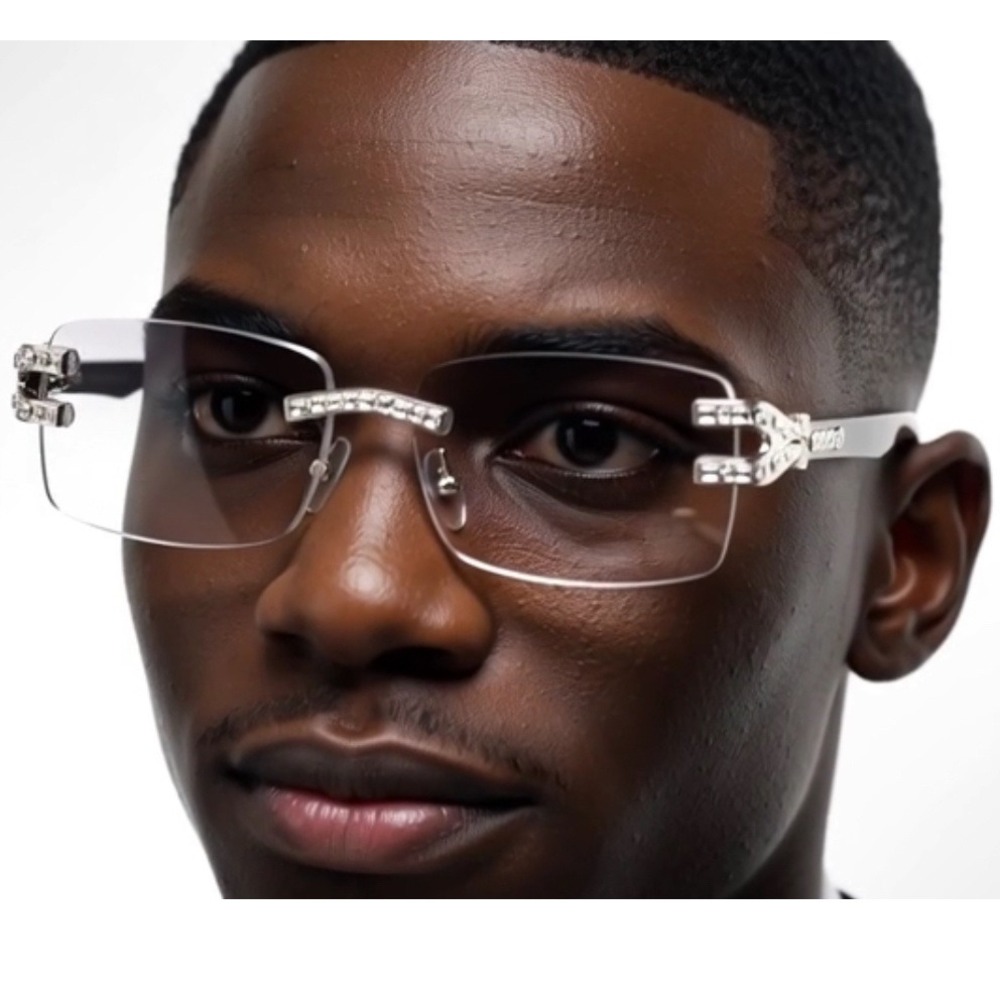 Hip Hop‎ Men's Sunglasses Silver Frame Clear Eyewear Square UV400 Protection New